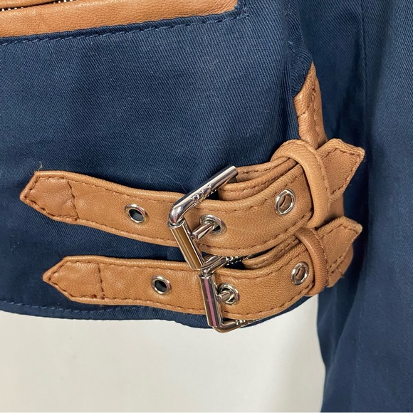 Lauren Ralph Lauren Leather Cotton Moto Jacket Size Medium - Picture 6 of 11